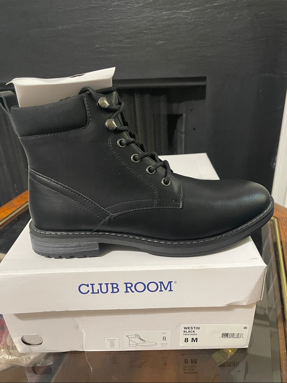 Club Room Black Men’s Lace-Up Combat Boots